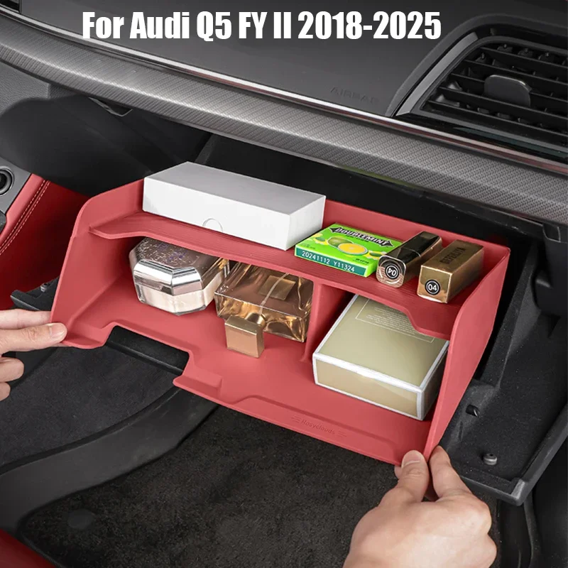For Audi Q5 FY II 2018 2019 2020 2021 2022 2023 2024 2025 Silicone Passenger Glove Box Storage Box Insert Interior Accessories