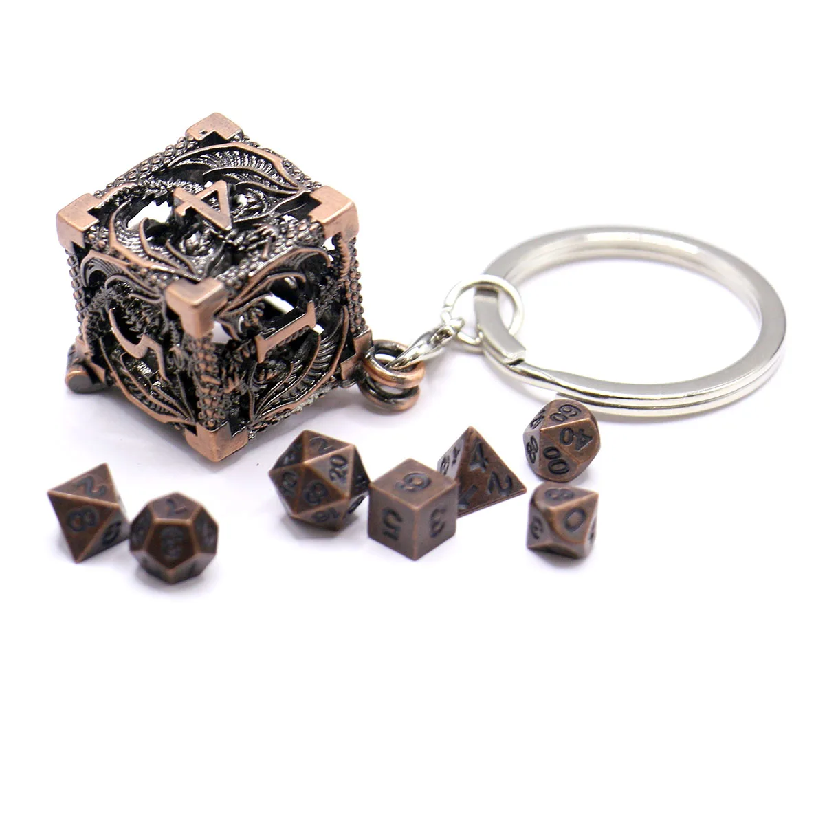 D6 Metallgehäuse + 7 Stück Metallwürfel-Set, tragbares Brettspiel-Würfel-Mini-Set, Gamer-Zubehör – Detail 8