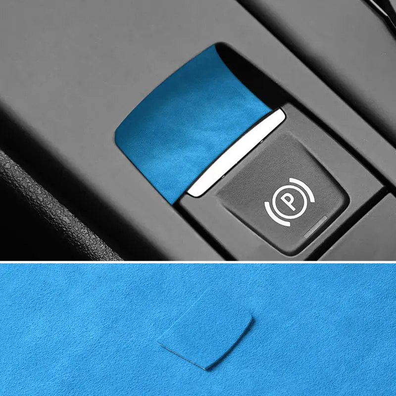 For BMW X1 F48 (2016-2022) Center Console Handbrake Button Knob Trim Sticker Car Interior Tuning Accessories Made of Alcantara 4