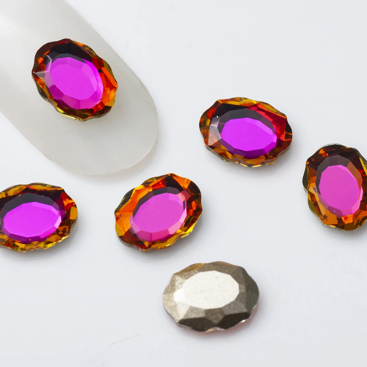 100 قطعة 6x8 مللي متر الباروك مرآة مسمار أجزاء كريستال حجر الراين متعدد الألوان الأظافر اكسسوارات مسطحة القاع مسمار الفن الديكور