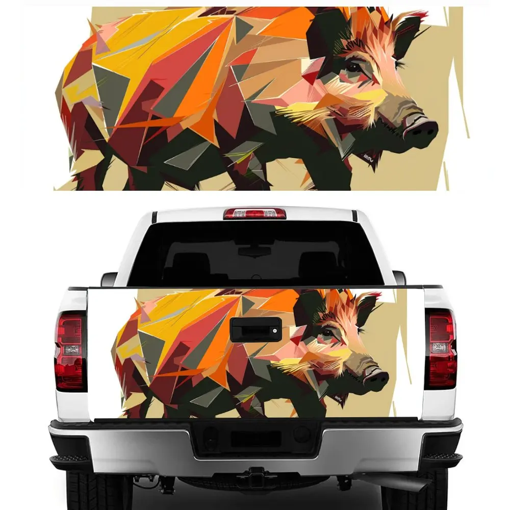 

Geometric Pattern of Wild Boar Print Car Tail Trunk Protect Vinly Decal Auto Accessories Hood Decor Sticker for Off-road Pickup