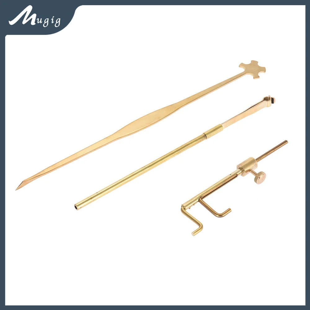 

SET Fiddle Luthier Tools Violin Repair Maker Tool Supplies Sound Post Gauge Measurer Retriever Clip Setter Golden Finish KIT