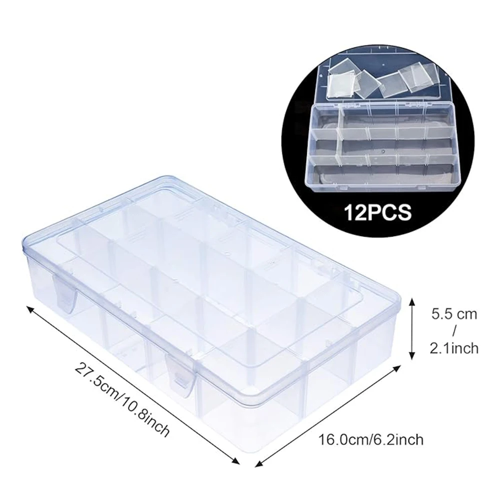 صندوق منظم بلاستيكي مكون من 15 شبكة مع فواصل، حاوية لأشرطة واشي، المجوهرات، الحرف اليدوية، أدوات الصيد، تخزين الخرز، الحرف اليدوية