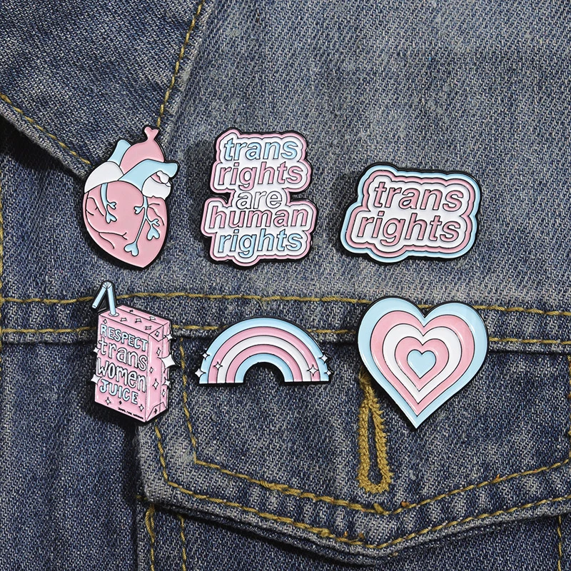 Rights Are Human Right Pines Lapel Badges She Is Gay Jewelry Gift for Loves Friends Transgender Enamel  Brooch Custom Trans