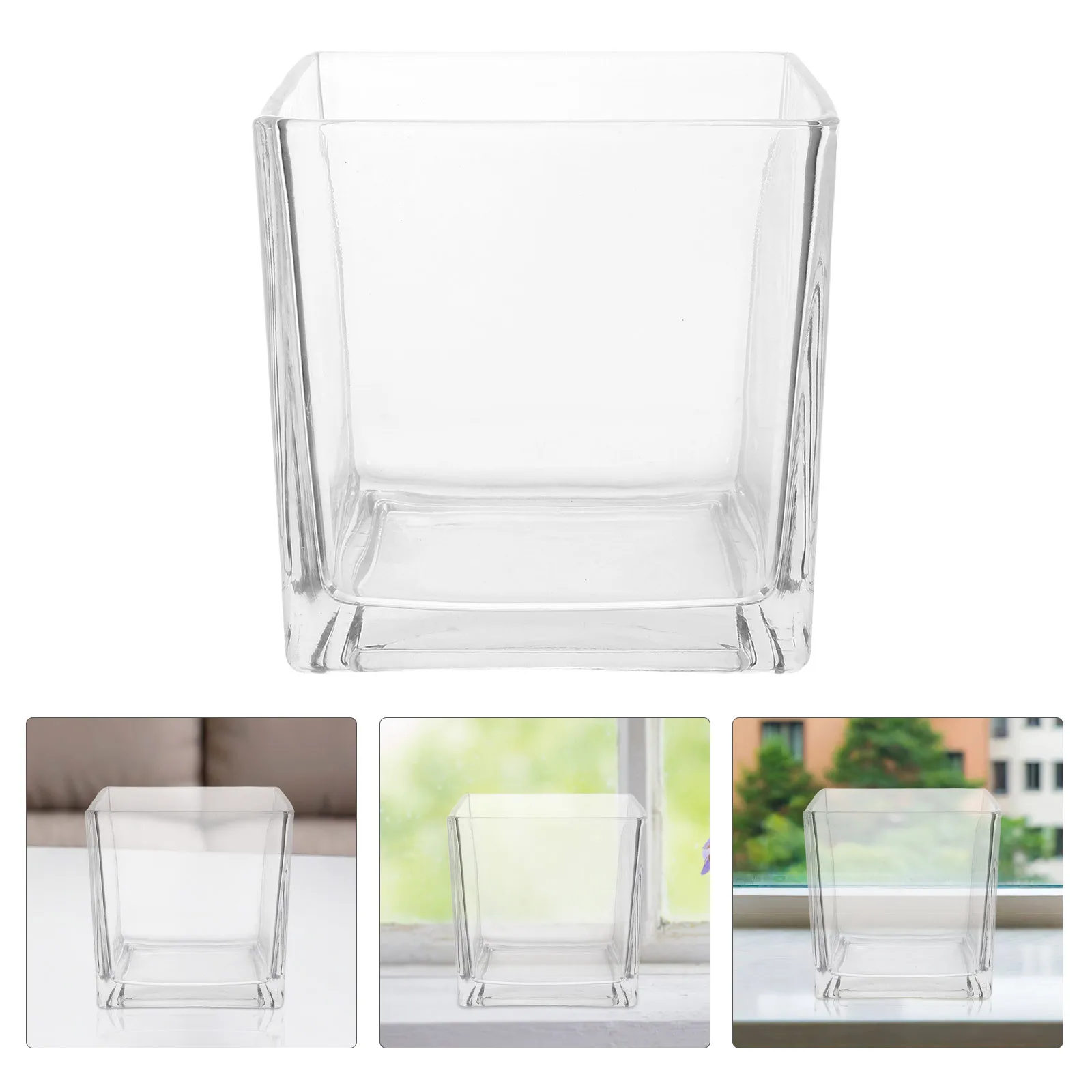 

Hydroponic Vase 15x15cm Clear Square Glass Flower Vase Creative Decorative Planter for Home Office Tabletop Flower Vases Unique