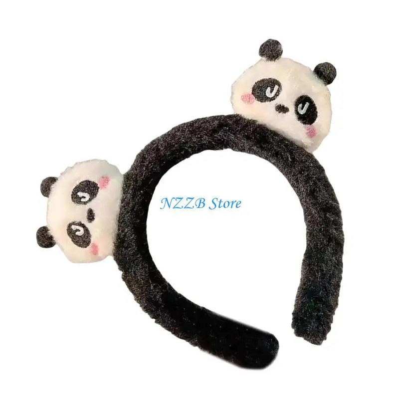 T21F Soft Plush Panda Hair Band Comfortable Headband for Daily Wear or Celebrations