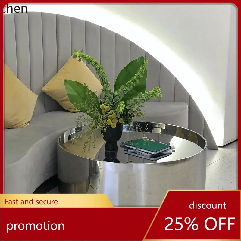 CZ Stainless Steel Round Coffee Table for Living Room Model Room Clubhouse Display Round Table Metal Coffee Table