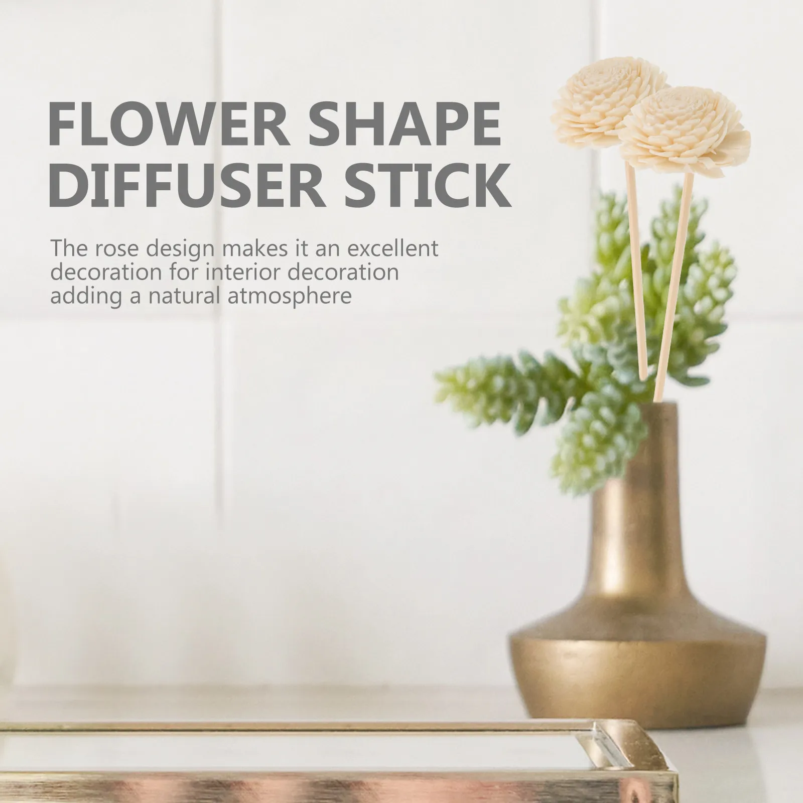 10Pcs Rattan Rose Flower Diffuser Sticks for Essential Oils Home Bedroom Bathroom Aromatherapy