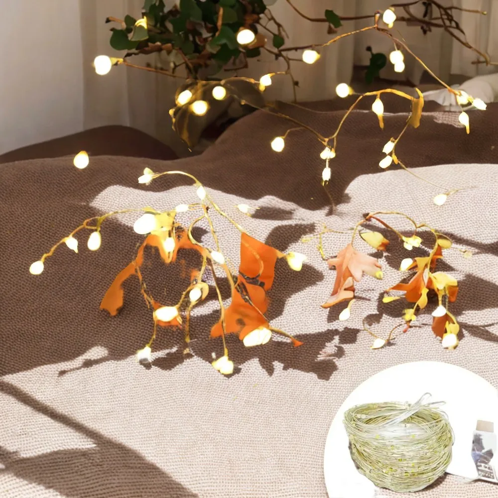 Enchanting elegant copper wire starry string lights perfect for beautiful wedding room decoration - Stunning festive holiday lig