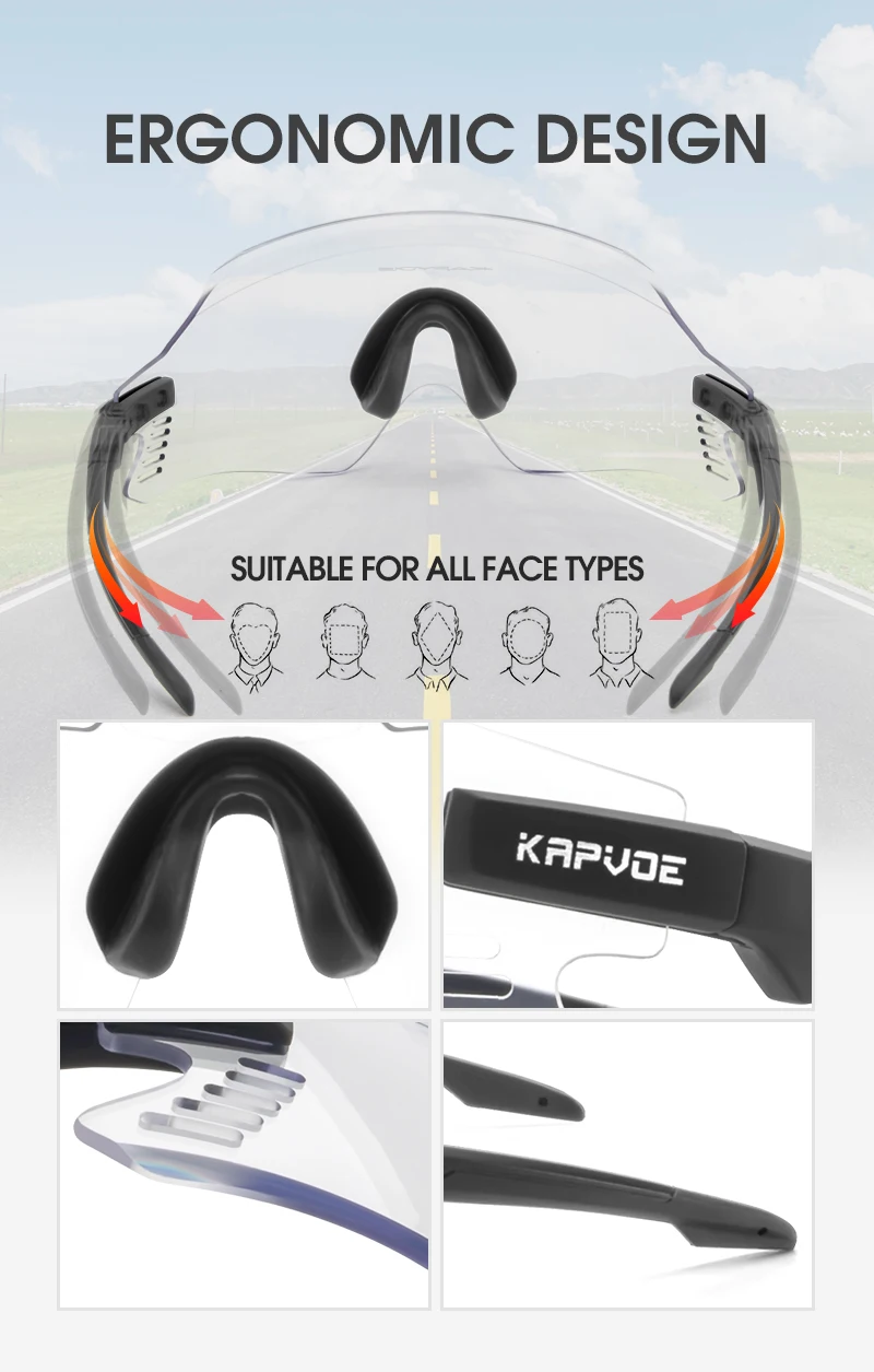 KAPVOE Radfahren Sonnenbrille Radfahren Gläser UV400 MTB Fahrrad Brillen Outdoor Sport Brille Frauen Männer Rennrad Racing Ausrüstung – Detail 14