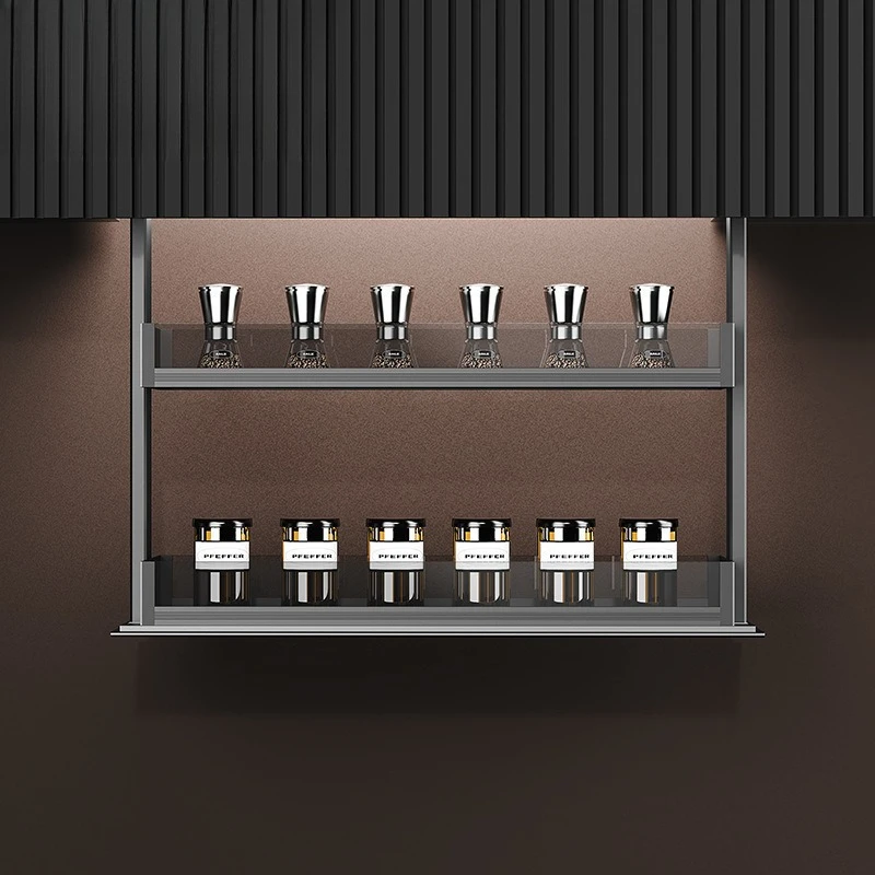 Intelligent Electric Hanging Cabinet Lifting Basket Cabinet Pull-down Vertical Seasoning Basket Voice Touch Up