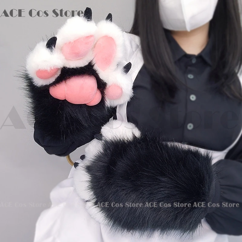 

Fursuit Furry Paws Fluffy Puppy Series Animal Gloves Acessories Cute Anime Cosplay Fullset Tail Halloween Party Furry Suit