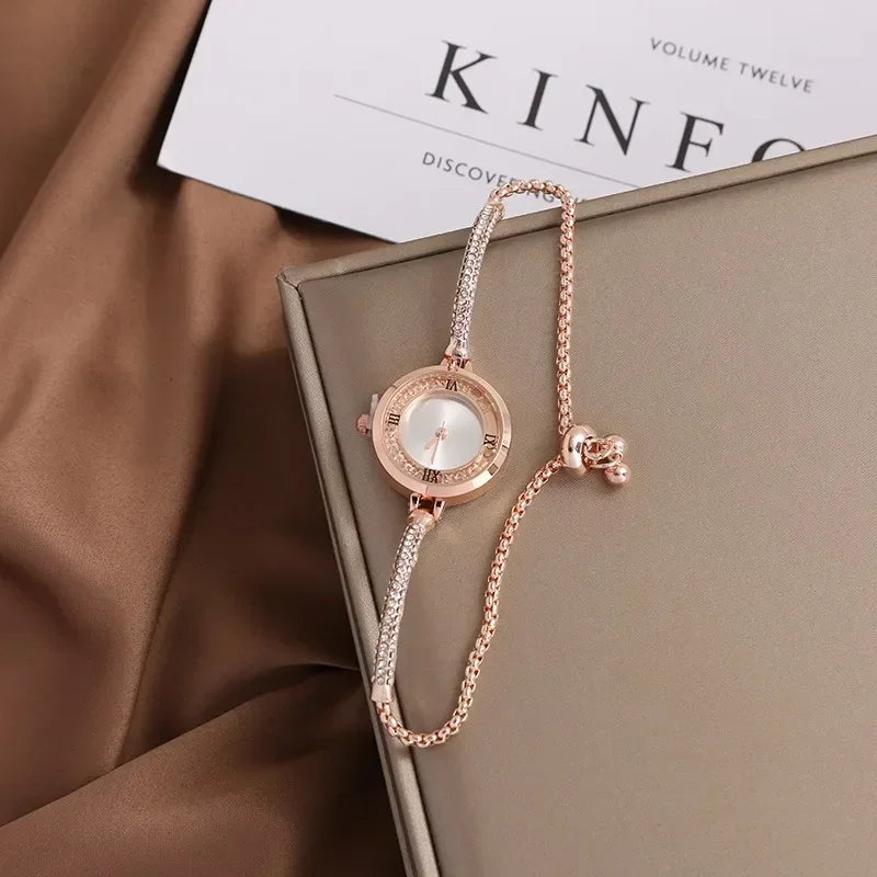 นาฬิกาเหล็กนาฬิกากําไลดูหรูหราสำหรับผู้หญิงนาฬิกาข้อมือควอตซ์สำหรับสุภาพสตรีนาฬิกาข้อมือผู้หญิงเหล็กหรูหรา