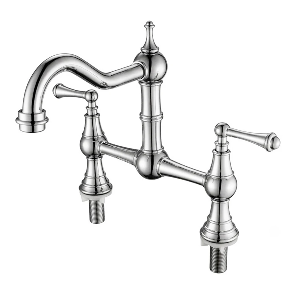 YYHC-Golden Finished Solid Brass Four Holes Sink Mounted Kitchen Faucet