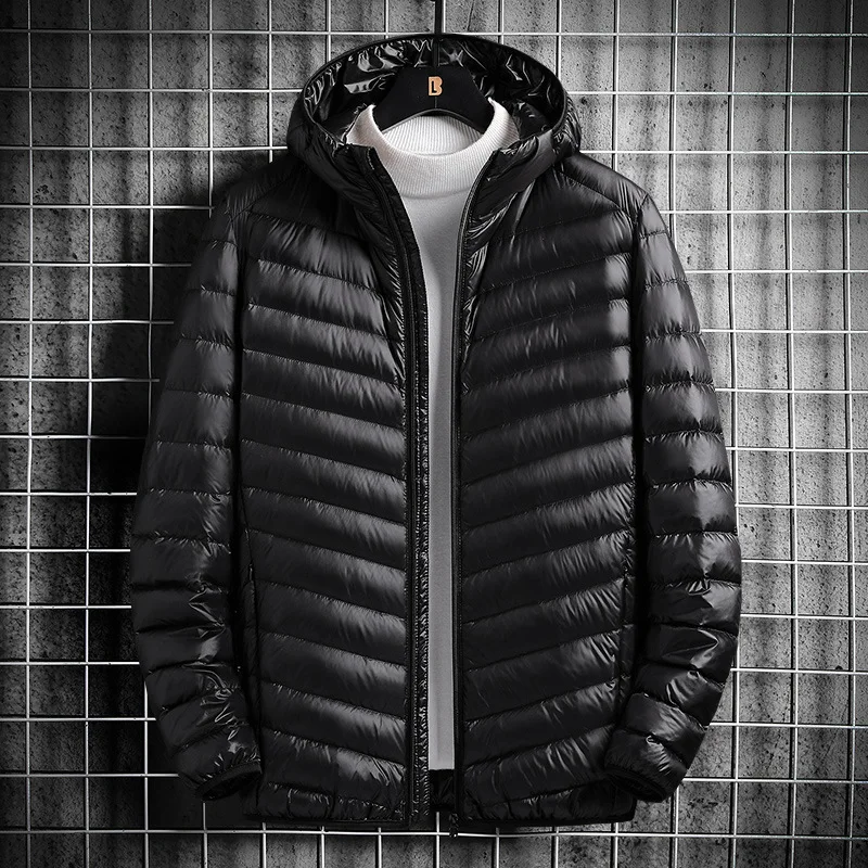 

Men's Spring Winter Quilted down Jaet 90% White Du down Long Sle Faionable Youthful Design No Hat Stand Collar