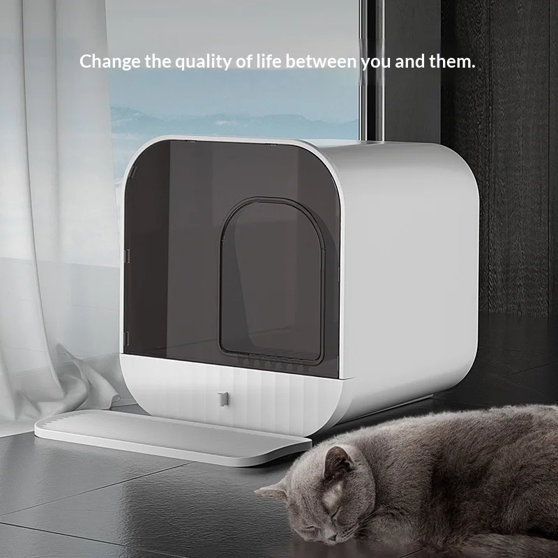 Caja de arena para gatos cerrada anti-salpicaduras y sin olores - imagen 4