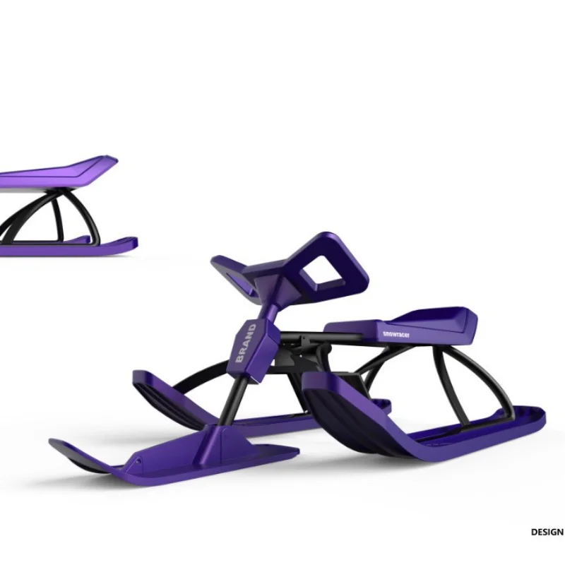Heavy   Steering Snow Sled with Handle 80kg Load Capacity Winter Outdoor Snow Racer Sledge for Kids and Adults