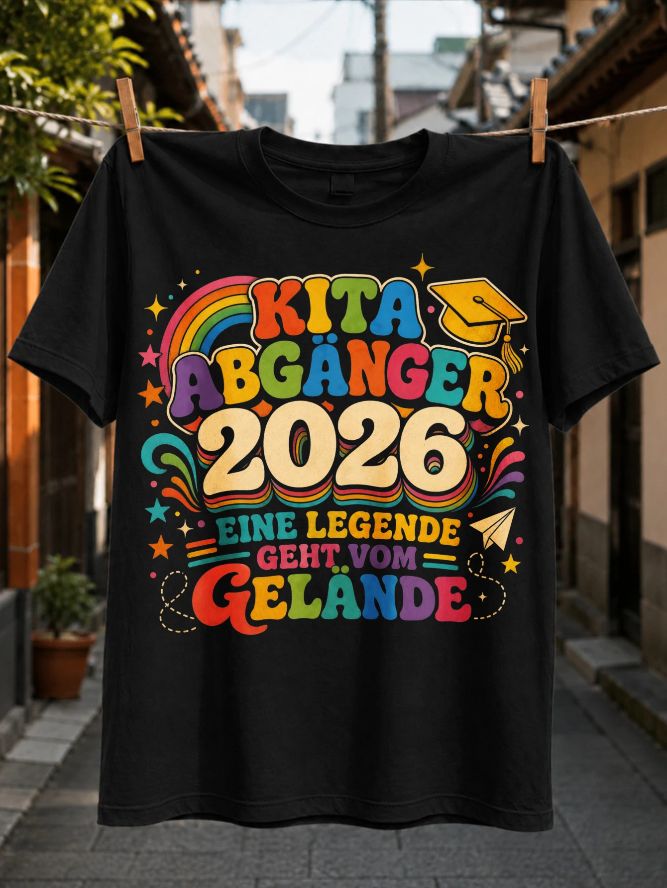 Футболка унисекс с красочным принтом Abganger 2026 Eine Legende Geht Vom Gelande, радужными звездами и молотковой шапкой