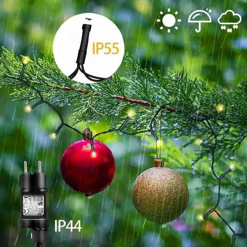 New LED Ring Christmas Tree Lights Decoration Tree Top Lights String Patio Garden Outdoor Waterproof Waterfall Lights