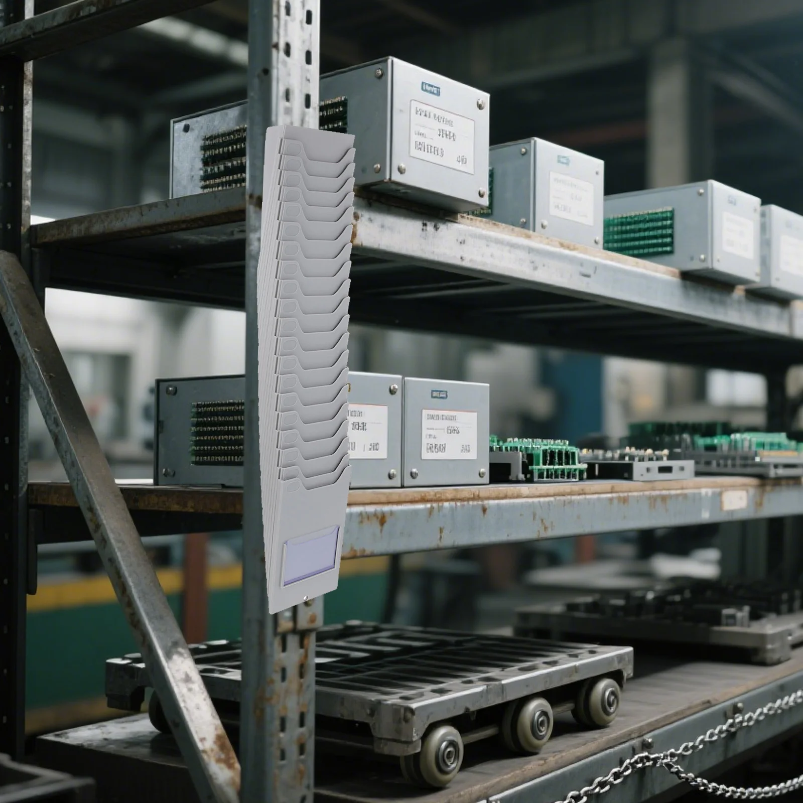 رف بطاقات من مادة المستودعات، حامل بلاستيكي متعدد الجيب، رف تخزين منظم بطاقات الوقت لشارات الحضور #5