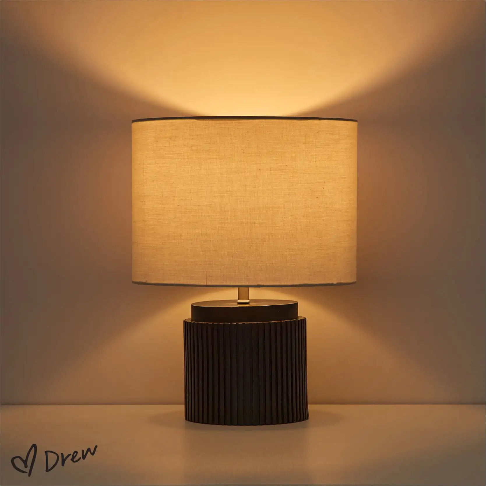 

14 Black Faux Ribbed Wood Table Lamps