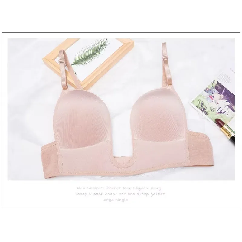 뜨거운 판매 원활한 수집 섹시한 브래지어 아름다움 다시 속옷 여성 깊은 U 자형 로우 컷 드레스 웨딩 드레스 오픈 백 브래지어