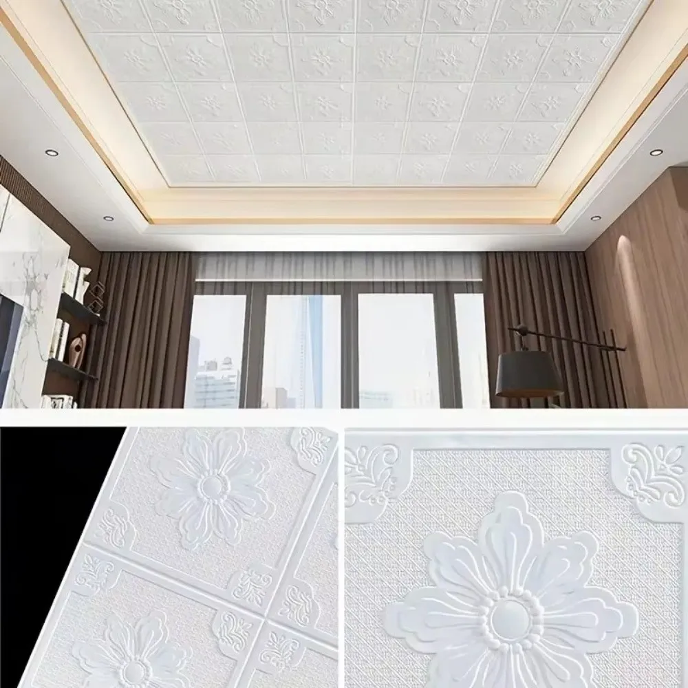 35*35cm Self-adhesive Wallpaper Anti-collision Peel and Stick Wall Sticker Waterproof Bedroom Ceiling Bed Room Decoration