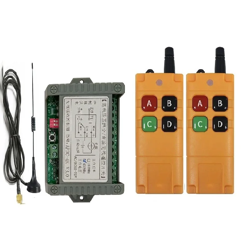 433MHZ DC 12V 24V 36V 48V 10A 4 channel relay switch RF Wireless Remote Control system Receiver Transmitter 433mhz Fan/Motor