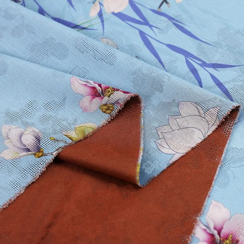 赤いガーゼフラワーユリプリント生地チャイナドレス春