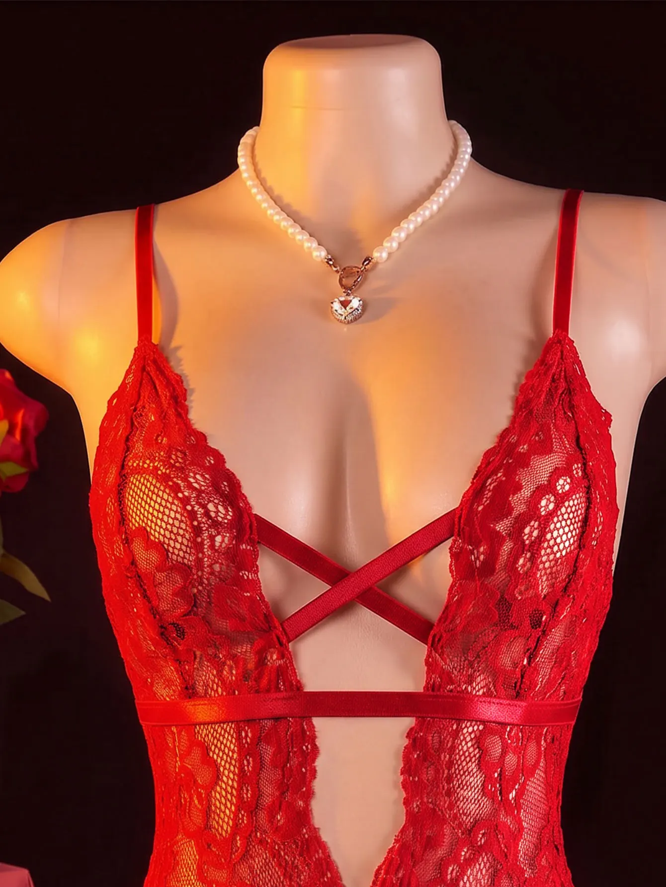 Sexy Women's Underwear Exotic Backless Lace Bodysuit Transparent Hollow Erotic Lingerie view 2