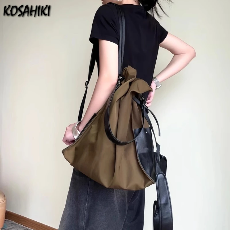 

Nylon Drawstring Vintage Simple Backpacks Women Outdoor Travel Bags for Women Trendy Y2k Aesthetic Pleated Shoulder Underarm Bag