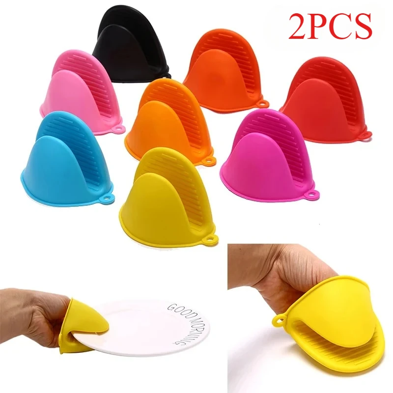 

2pcs Thicken Baking silicone oven mitts Microwave Oven Glove Heat Insulation Anti-slip Bowl Pot Clips kitchen gloves