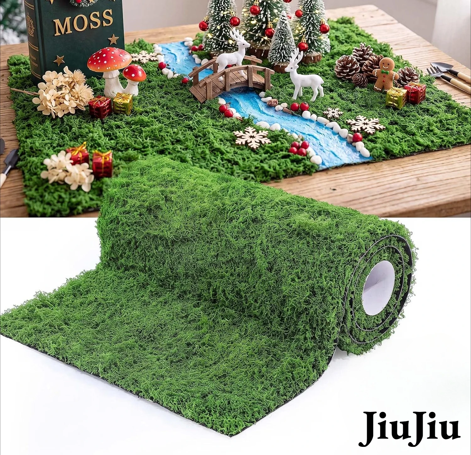 DIY Artificial Grass Rug Durable No Watering Artificial Moss Pad Realistic Year-round Green Fake Green Grass Mat Home Decoraion