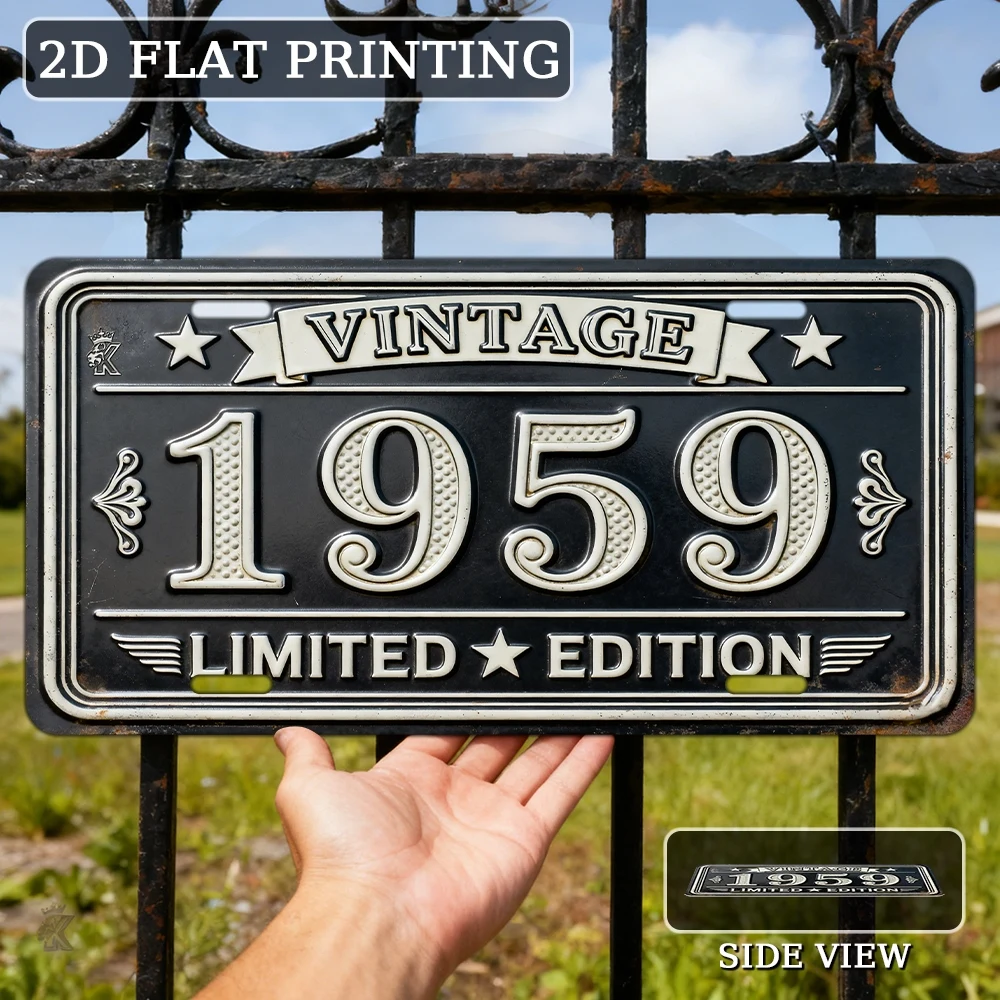 2D Flat - 1pc 2D Flat Vintage Metal Aluminum Sign | 1959 Limited Edition License Plate, Decorative Wall Art for Home Office, Ent