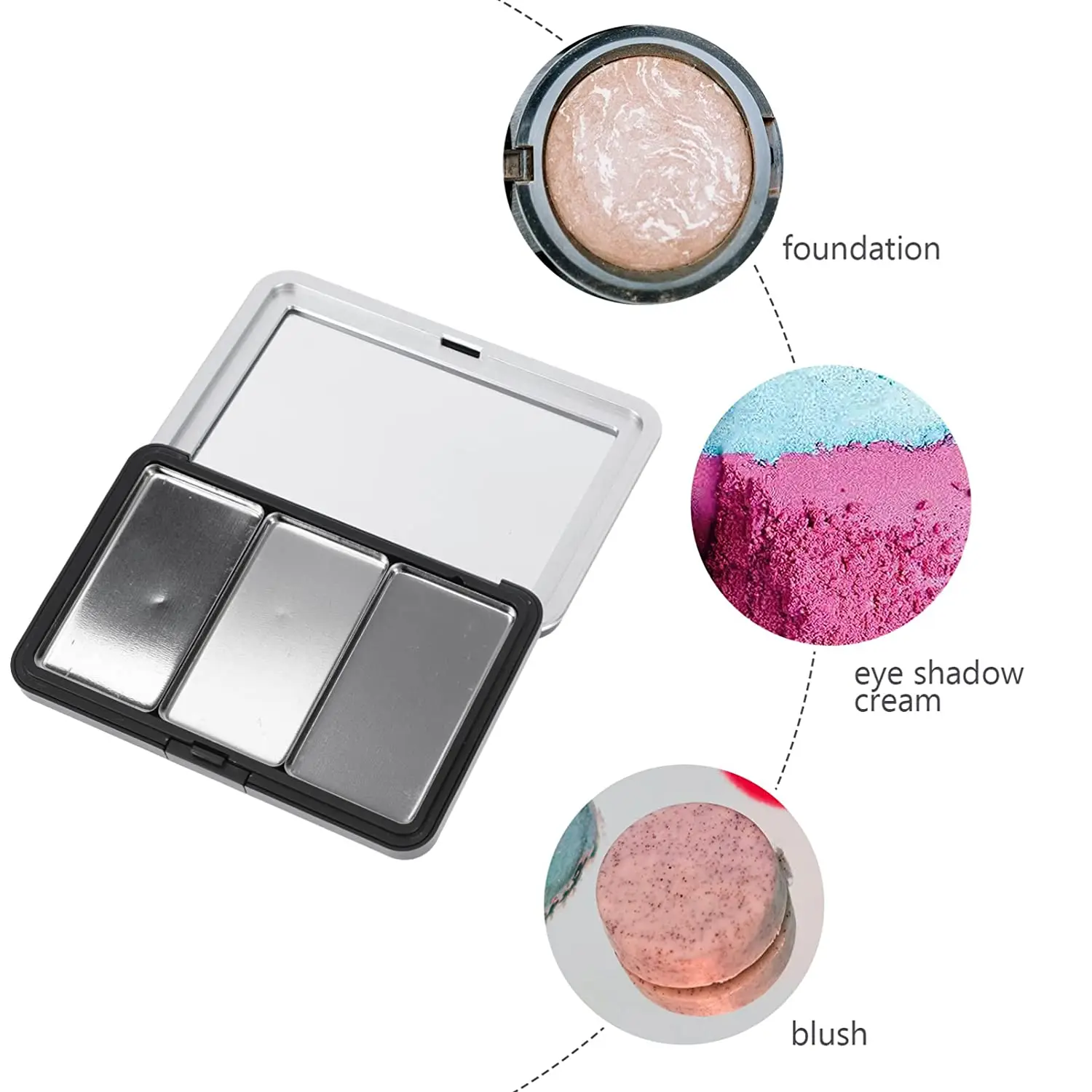 5Pcs Empty Matte Black Magnetic Eyeshadow Blush Palette Pan Make Up Container Storage Tray for DIY Cosmetics Supplies