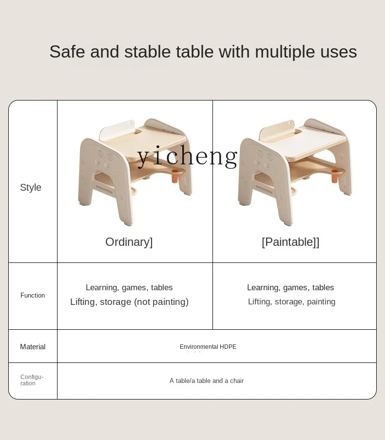 Tqh-Table et Chaise d'Étude Réglables pour Enfant, Bureau d'Éducation Précoce, pour la Maternelle