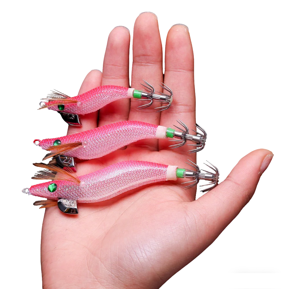 Cebo de camarón luminoso de madera con plomo para pesca en mar - imagen 4