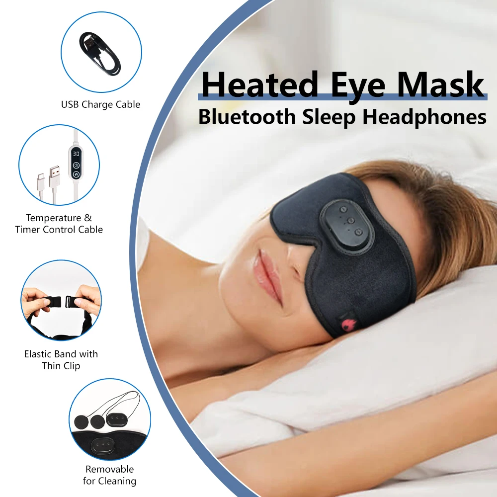 Maschera per il sonno riscaldante cuffie Wireless la musica allevia l\'affaticamento maschera per il sonno 3D con maschera per dormire con