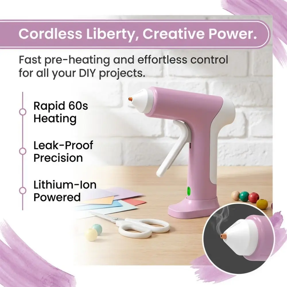 Mini Glue Sticks Hot Glue Fast Preheating Handheld Tool Cordless Glue Anti-Drip Design Unrestrained Rechargeable Glue