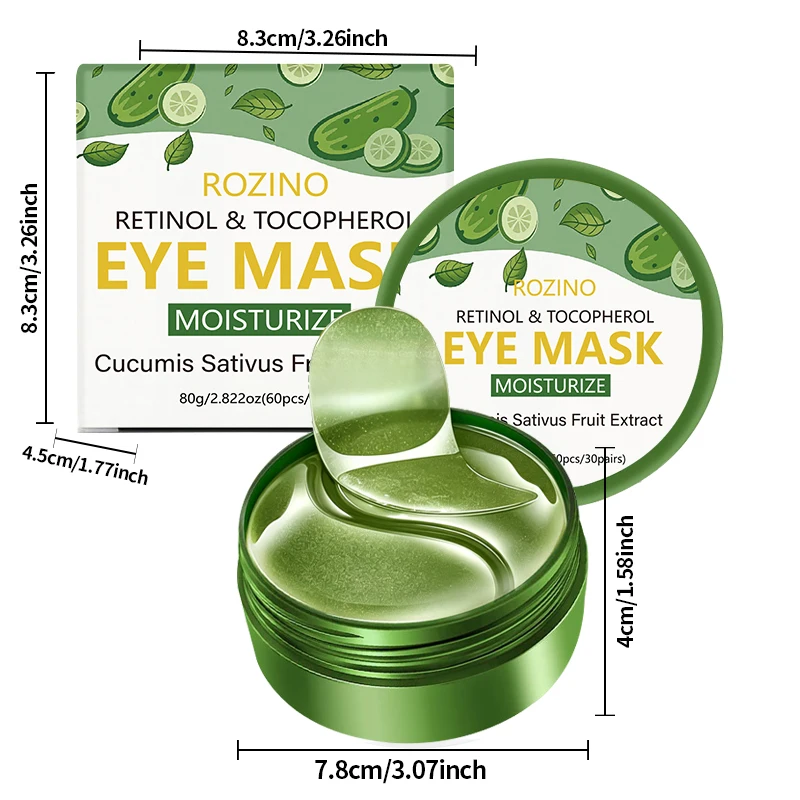 30 Pairs of Green Retinol and Tocopherol Cucumber Moisturizing Eye Masks, Eye Patches, Multi-Effect Nourishing Skin Care Ingredients, Soft Hydrogel Eye Patches, Powerful Moisturizing, Hydrating and Smoothing the Eye Area, Making the Skin Around the Eyes More Delicate and Firm, Giving the Skin Around the Eyes a Radiant Glow, Saying Goodbye to Dryness and Dullness, Eye Care, Eye Patches, Eye Masks - view 5