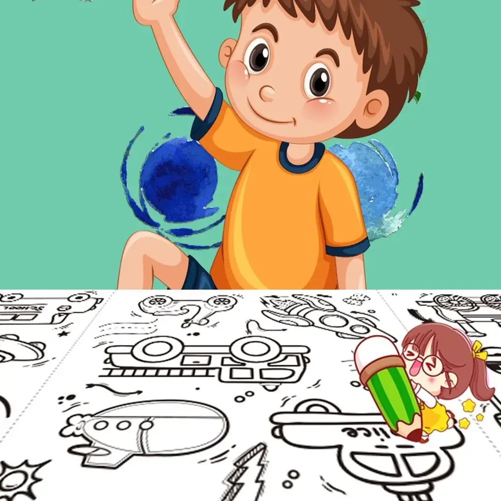 Children's Drawing Roll Animal Coloring Paper Roll Color Filling Paper Graffiti Scroll DIY Kids Painting Early Educational Toys