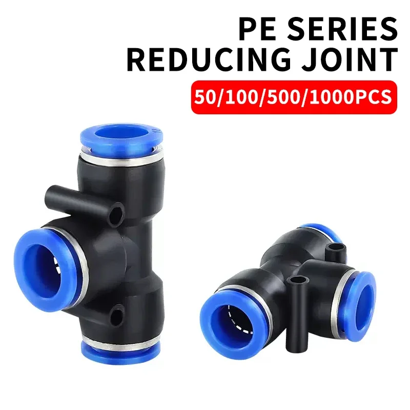 

PE series T shaped Tee 4 6 8 10 12 14 16mm OD Hose 3 Way Port Y Shape Air Pneumatic Quick air Pneumatic Connectors Coupling