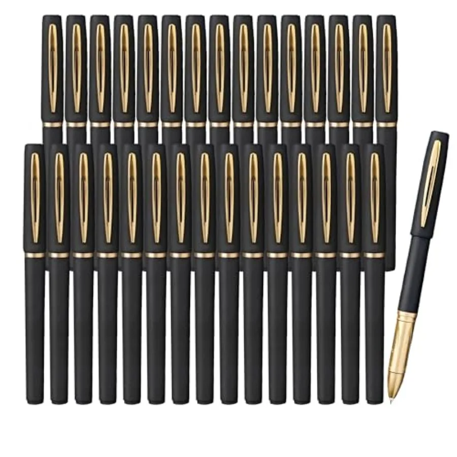 

Гелевые ручки FederDruck, 30 шт., черные гладкие ручки с тонкими точками, гелевые чернила, ручки-роллеры, 0,7 мм, школьные принадлежности