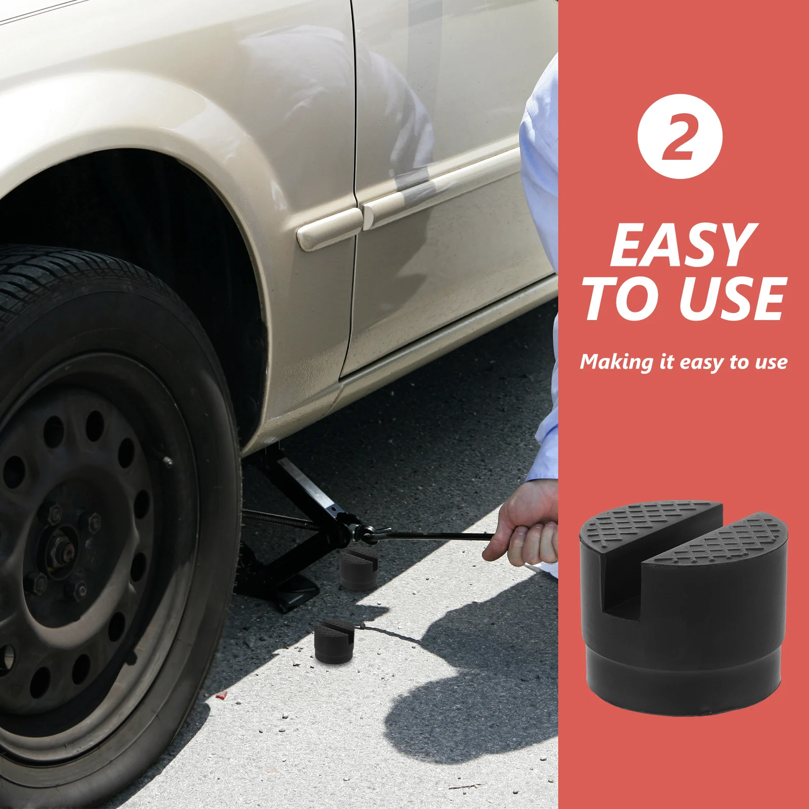 

2Pcs Jack Pads Rubber Material Long Lasting Stability Car Lifting Protection Floor Jack Rubber Pad Vehicle Lifts