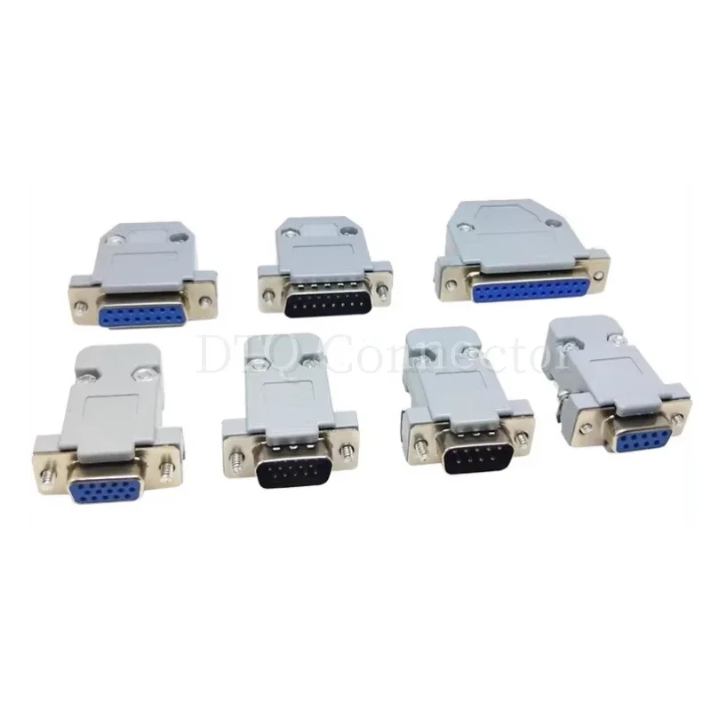 2sets DB Serial Adapter Connector Plug D Type RS232 COM 9/15/25/37 Pin Hole Port Socket Female&Male Screw Installation + Shell