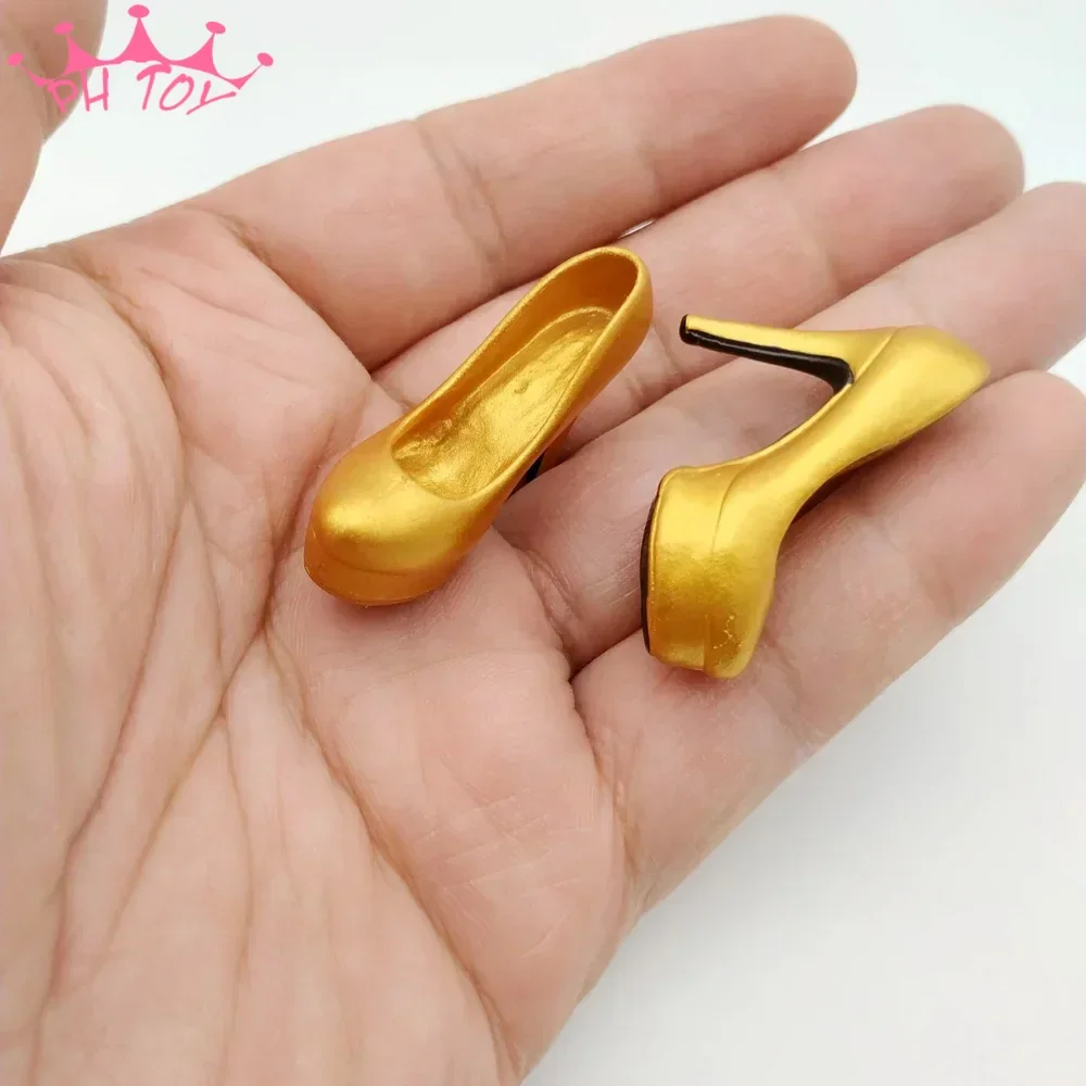 1/6 Scale Golden Women's High-heeled Shoes Hollow Model for 12in Action Figure Doll Toys Accessory