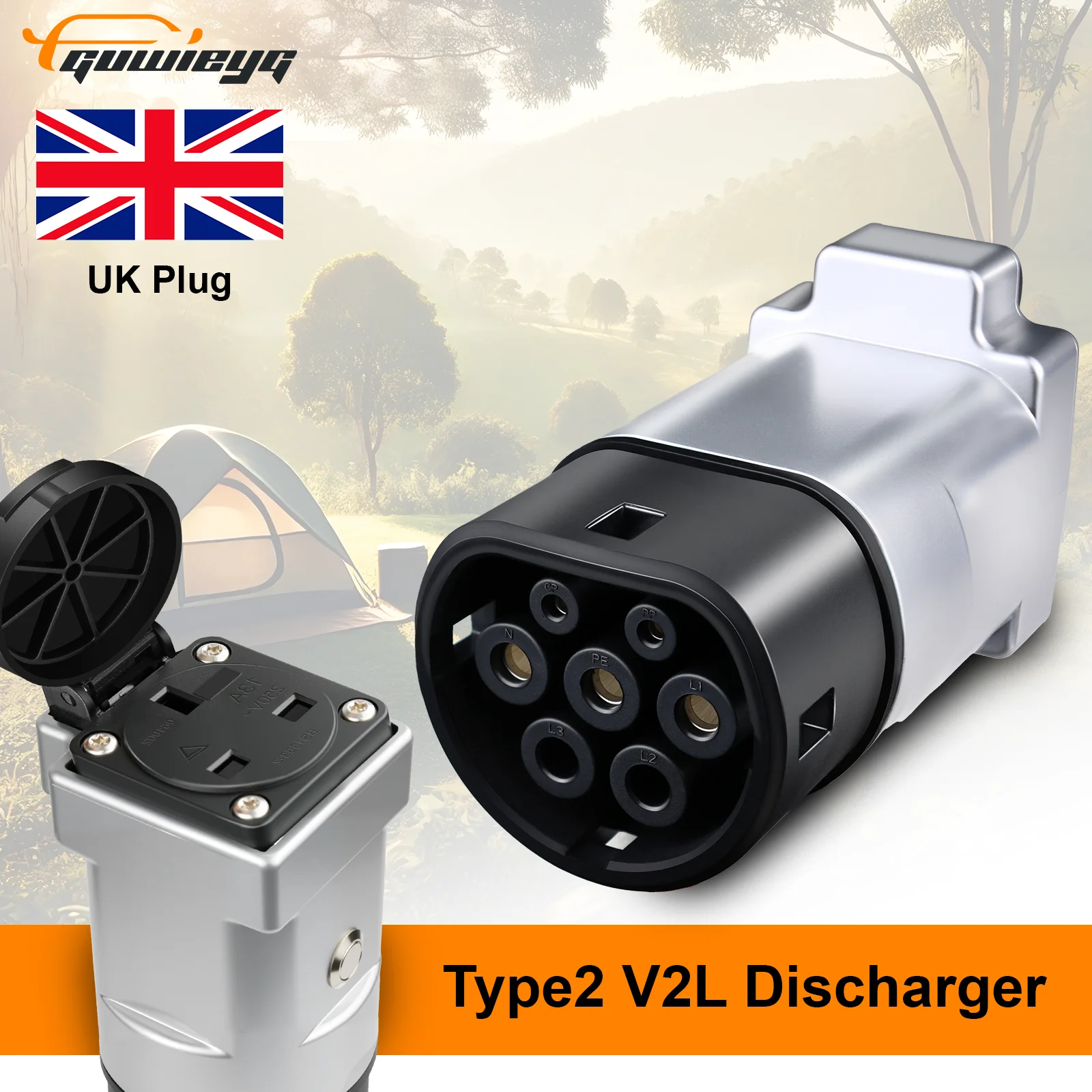 GUWIEYG V2L مفرغ المملكة المتحدة المقبس ل Type2 مفرغ سيارة EV مهائي كابلات دعم MG BYD SAMRT ZEEKR مركبة لتحميل نوع 2