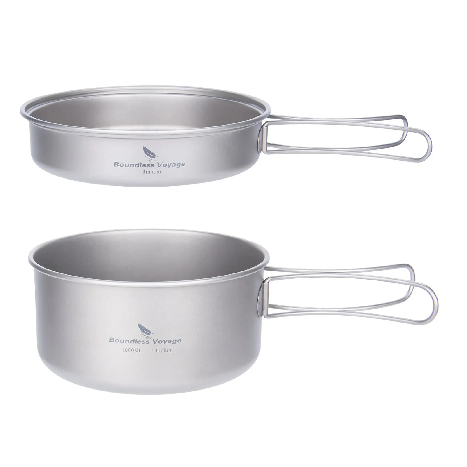 Boundless Voyage Titanium Pot Pan Set met inklapbare handgrepen Camping Kookgerei Wandelen