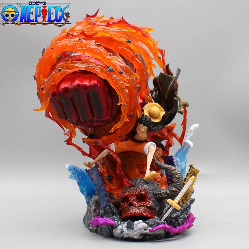 

23cm One Piece Karma Luffy Third Gear Gk Glowing Statue Figure Model Ornaments Big Fist Anime Peripheral Toys Collection Gift