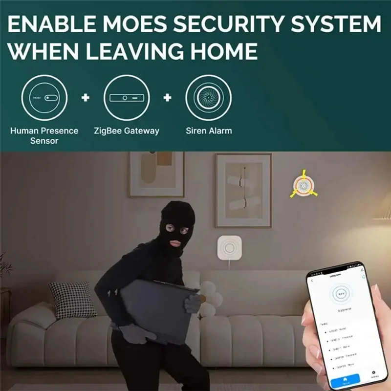 كاشف الوجود البشري SUNRI-Zigbee مستشعر جسم الإنسان 24G كاشف موجة المليمتر مستشعر الحركة يعمل مع Tuya Alexa، متين
